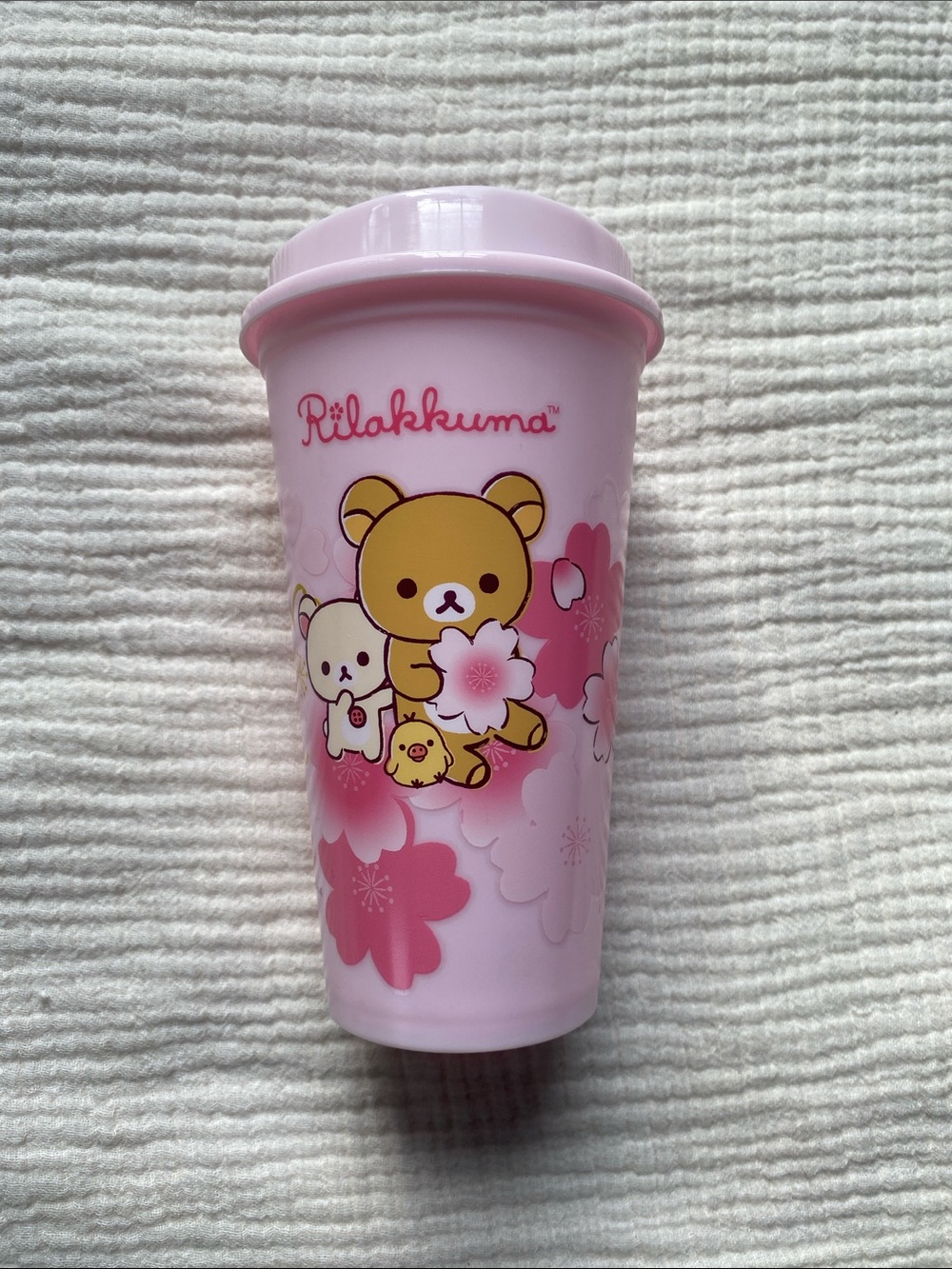 ROUND1 Rilakkuma Pink Sakura Travel Tumbler